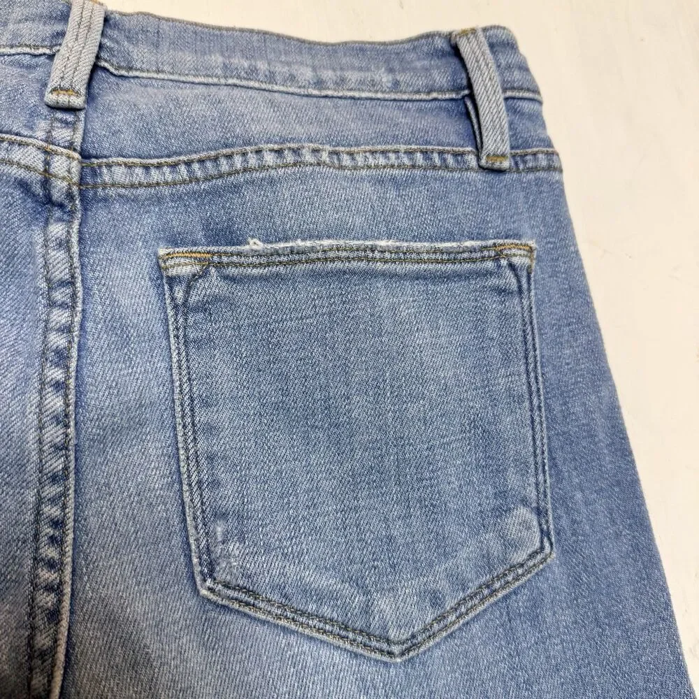 Frame Size 25 Le High Straight Jeans Blue Lightly Distressed Cropped Ankle